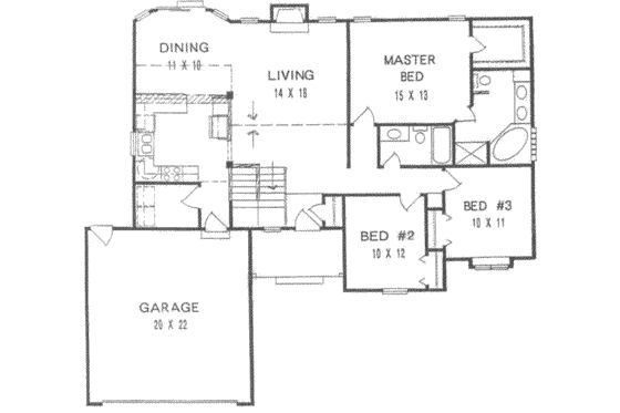 Floor Plan - Main Floor for Traditional House Plan #58-134 - 3 bed, 2 bath