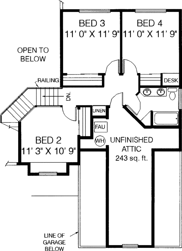House Plan Design - Country Floor Plan - Upper Floor Plan #60-803