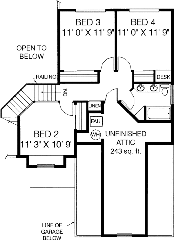 Architectural House Design - Country Floor Plan - Upper Floor Plan #60-803
