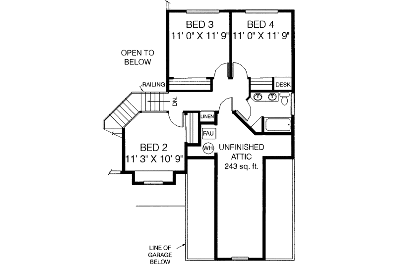 Architectural House Design - Floor Plan - Upper Floor for Country House Plan #60-803 - 4 bed, 2.5 bath