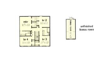 Floor Plan - Upper Floor for Colonial House Plan #16-209 - 4 bed, 2.5 bath
