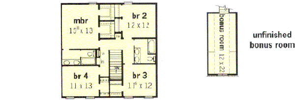 Colonial Floor Plan - Upper Floor Plan #16-209