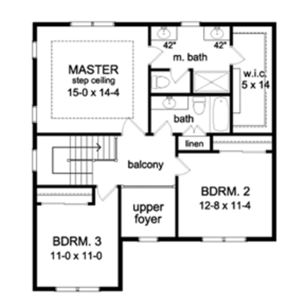 Architectural House Design - Colonial Floor Plan - Upper Floor Plan #1010-49