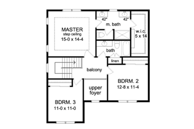 Home Plan - Floor Plan - Upper Floor for Colonial House Plan #1010-49 - 3 bed, 2.5 bath