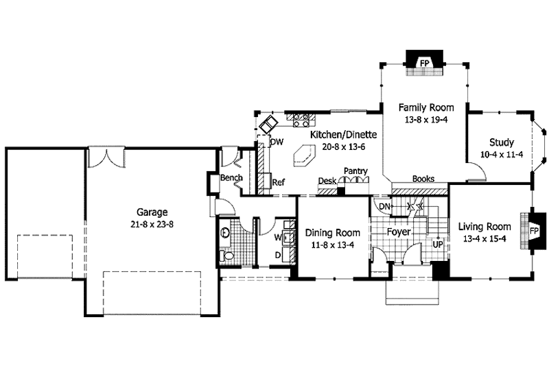 Dream House Plan - Floor Plan - Main Floor for Colonial House Plan #51-898 - 3 bed, 3.5 bath