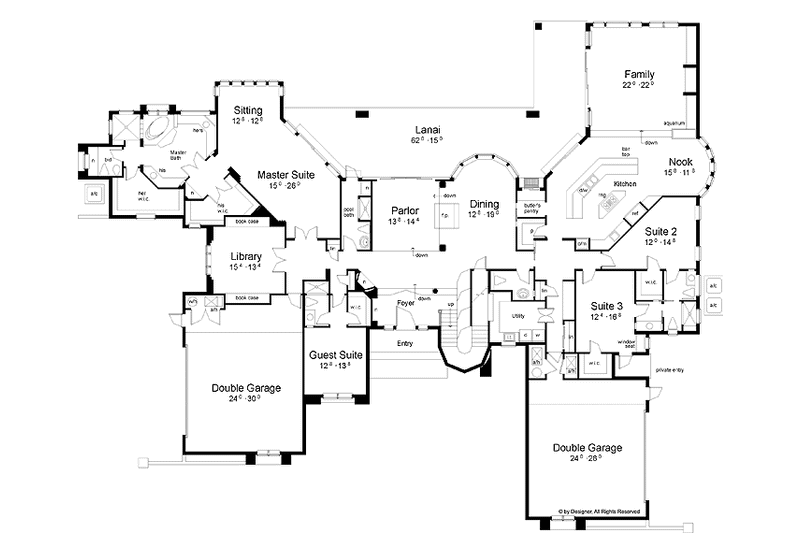 Dream House Plan - Floor Plan - Main Floor for Contemporary House Plan #1039-4 - 4 bed, 4.5 bath