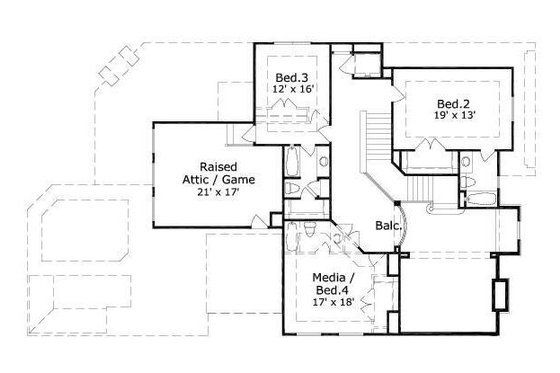 Floor Plan - Upper Floor for European House Plan #411-651 - 4 bed, 4.5 bath