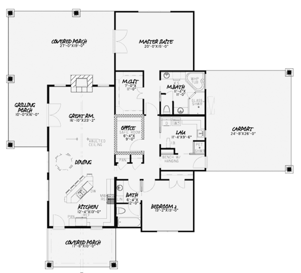 House Design - Country Floor Plan - Main Floor Plan #17-3375