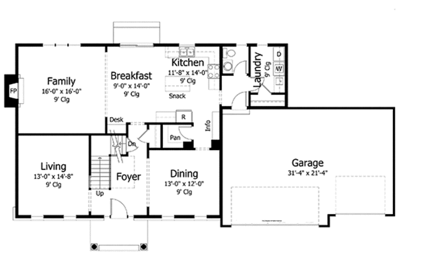 Home Plan - Colonial Floor Plan - Main Floor Plan #51-1008