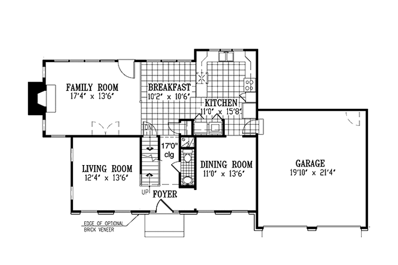Architectural House Design - Floor Plan - Main Floor for Classical House Plan #953-2 - 4 bed, 2.5 bath