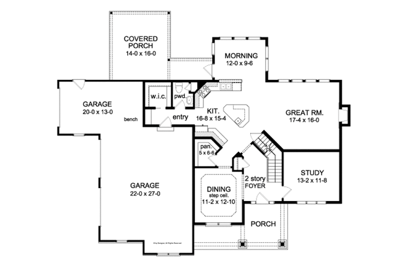 House Blueprint - Floor Plan - Main Floor for Craftsman House Plan #1010-93 - 4 bed, 2.5 bath