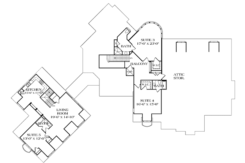 House Blueprint - Floor Plan - Upper Floor for Country House Plan #453-240 - 5 bed, 5 bath