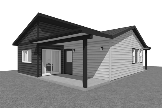 Exterior - Rear Elevation 2 for Modern House Plan #1099-17 - 1 bed, 1 bath