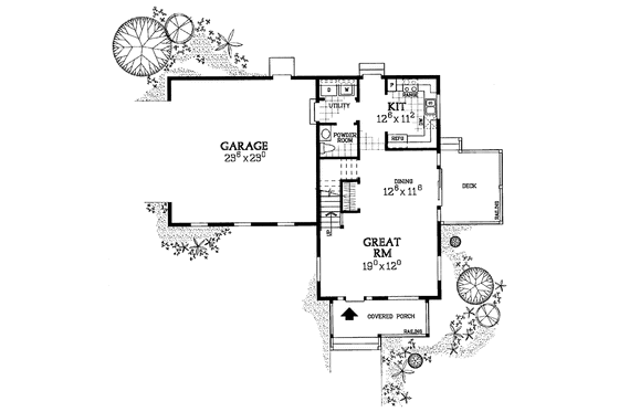 Floor Plan - Main Floor for Country House Plan #72-1114 - 3 bed, 2.5 bath