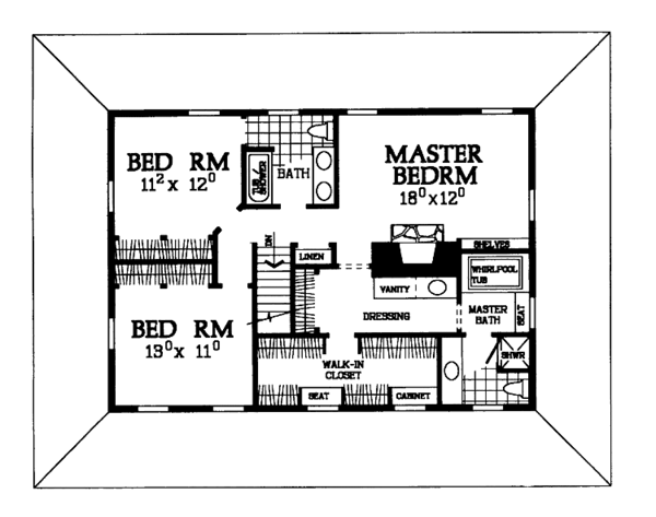 Architectural House Design - Country Floor Plan - Upper Floor Plan #72-977