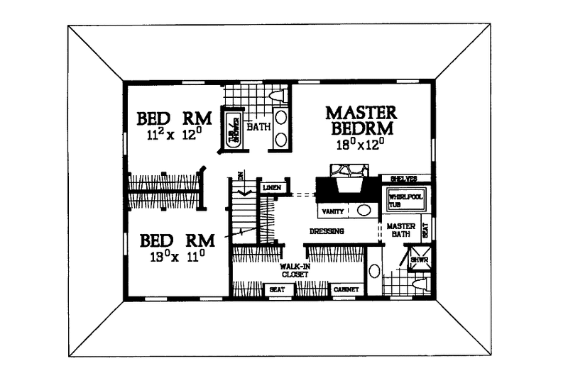 Architectural House Design - Floor Plan - Upper Floor for Country House Plan #72-977 - 3 bed, 2.5 bath