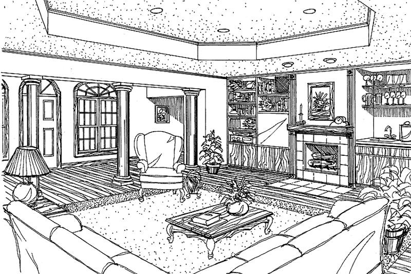 Dream House Plan - Interior - Family Room for Ranch House Plan #456-81 - 3 bed, 2.5 bath