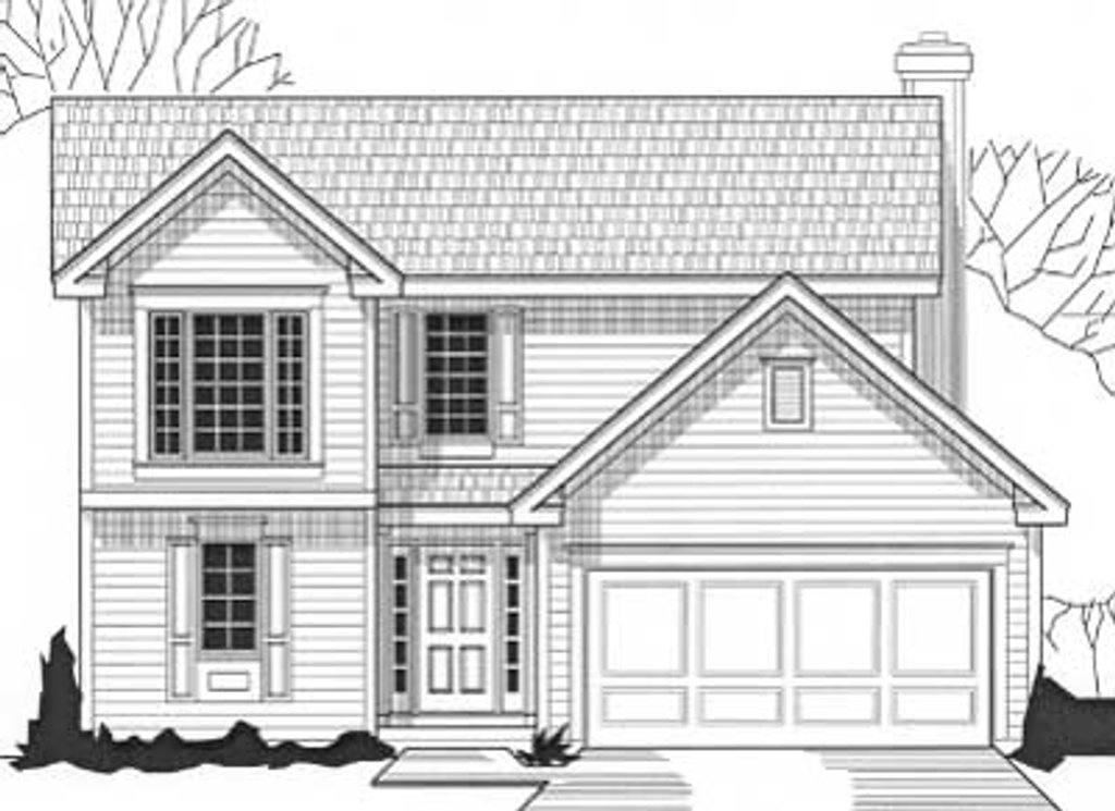 Exterior - Front Elevation 2 for Traditional House Plan #67-475 - 3 bed, 2.5 bath