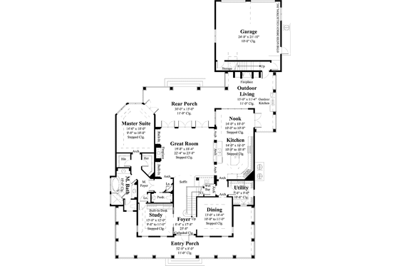 Floor Plan - Main Floor for Country House Plan #930-408 - 3 bed, 3.5 bath
