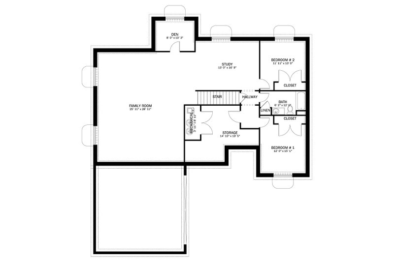 House Design - Floor Plan - Lower Floor for Traditional House Plan #1060-225 - 3 bed, 2 bath