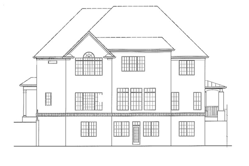 Architectural House Design - Exterior - Rear Elevation for Traditional House Plan #54-333 - 5 bed, 4 bath