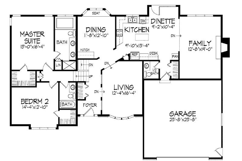 Home Plan - Floor Plan - Main Floor for Contemporary House Plan #51-882 - 3 bed, 3 bath