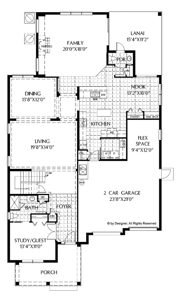 House Plan Design - Colonial Floor Plan - Main Floor Plan #999-167