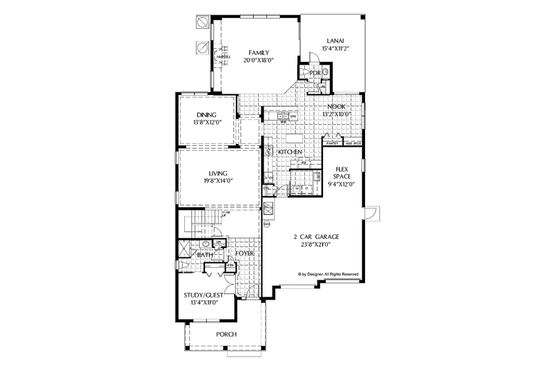 Home Plan - Floor Plan - Main Floor for Colonial House Plan #999-167 - 3 bed, 3.5 bath