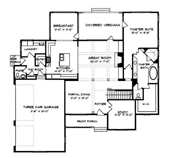 Architectural House Design - Craftsman Floor Plan - Main Floor Plan #413-813