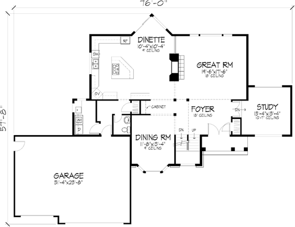 House Design - Traditional Floor Plan - Main Floor Plan #51-923
