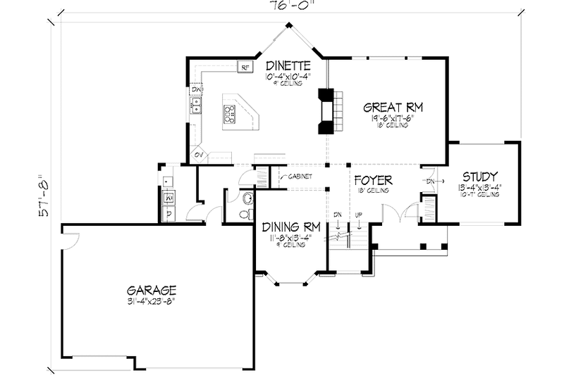 Home Plan - Floor Plan - Main Floor for Traditional House Plan #51-923 - 3 bed, 2.5 bath