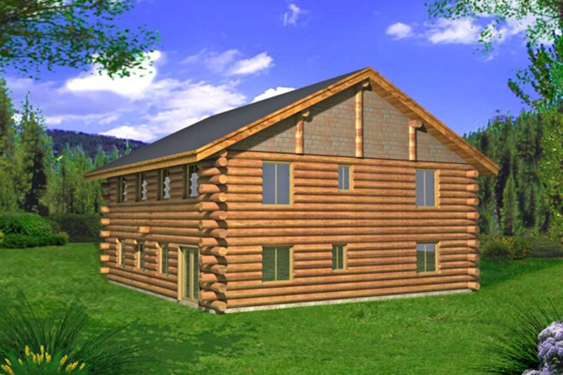 House Design - Log Exterior - Rear Elevation Plan #117-827
