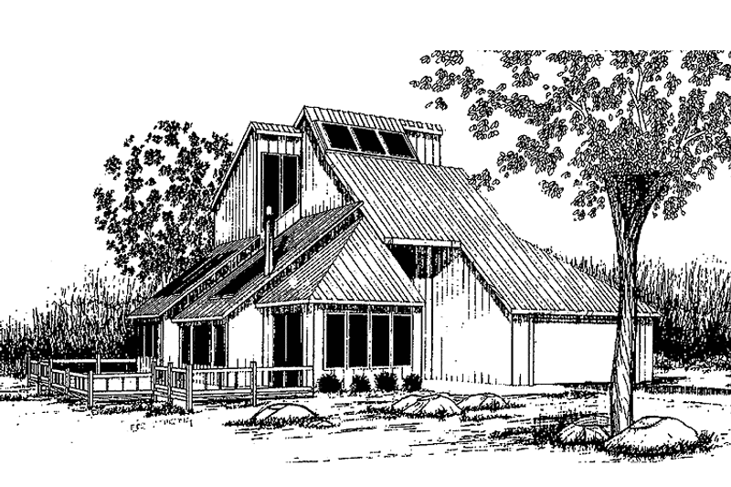 House Design - Exterior - Front Elevation 3 for Contemporary House Plan #60-776 - 3 bed, 2 bath