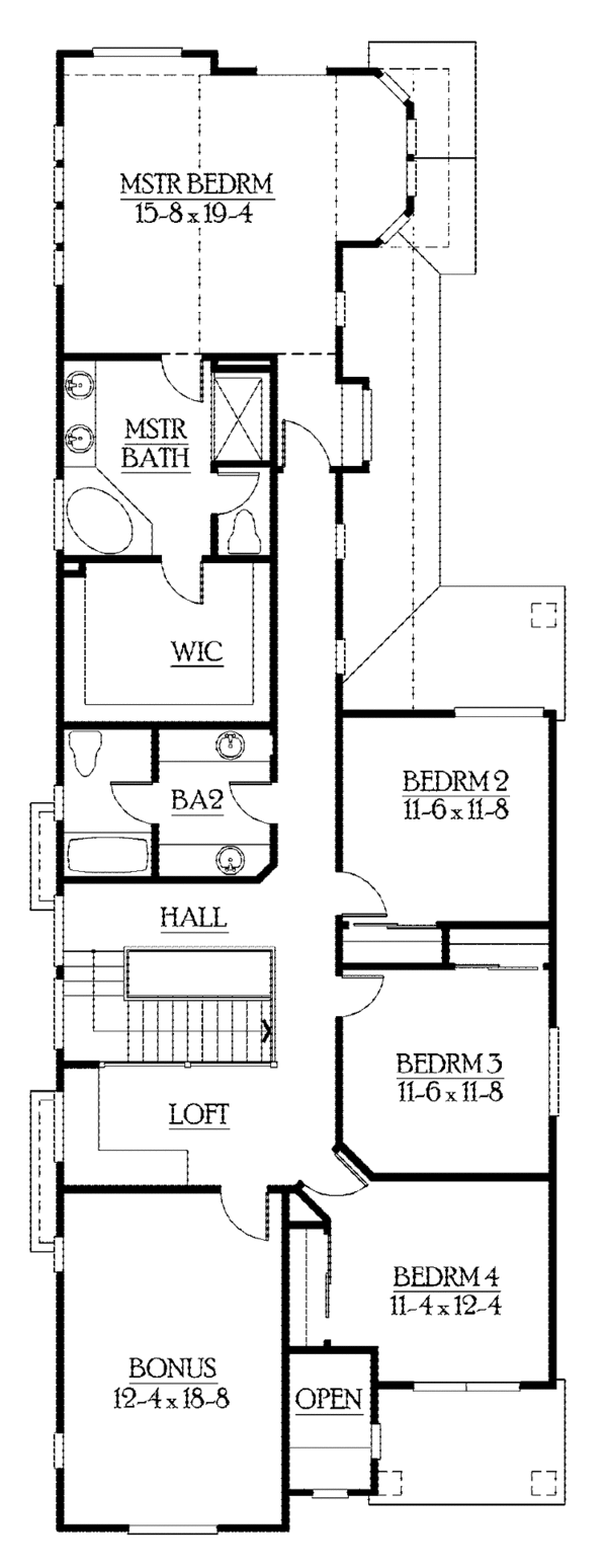 Architectural House Design - Craftsman Floor Plan - Upper Floor Plan #132-384