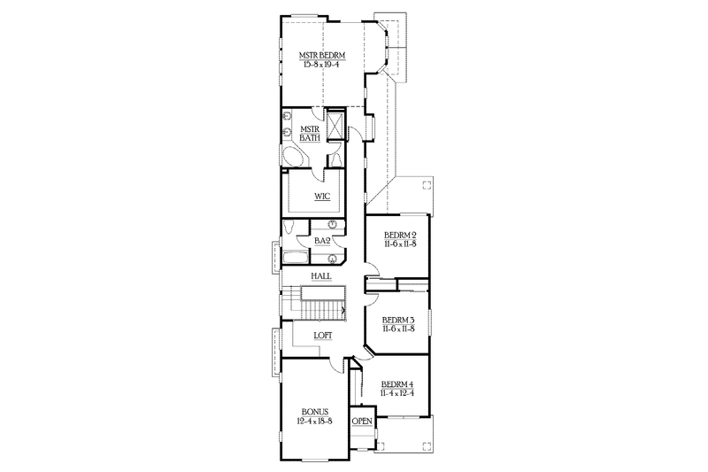 Home Plan - Floor Plan - Upper Floor for Craftsman House Plan #132-384 - 4 bed, 2 bath