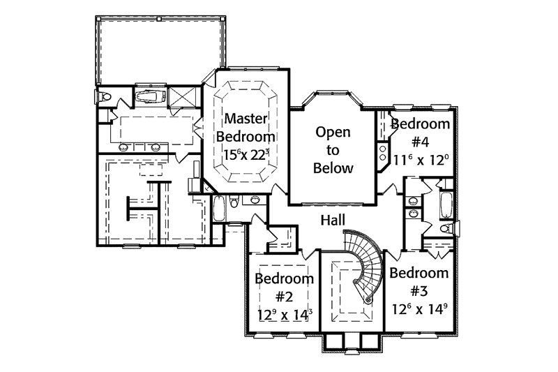 Dream House Plan - Floor Plan - Upper Floor for Traditional House Plan #429-305 - 5 bed, 4 bath