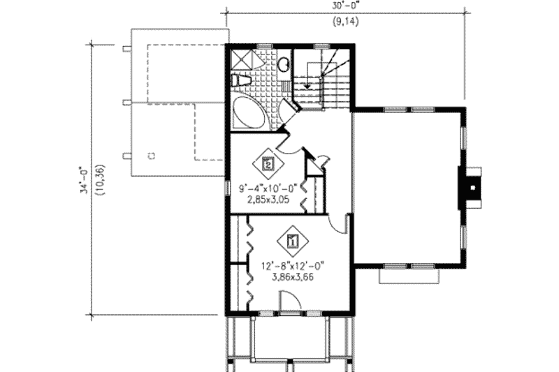 House Plan Design - Floor Plan - Upper Floor for Cottage House Plan #25-4195 - 2 bed, 1.5 bath