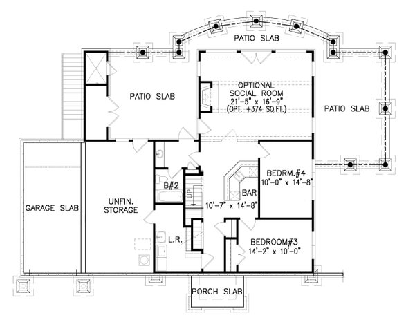 House Blueprint - Traditional Floor Plan - Lower Floor Plan #54-495