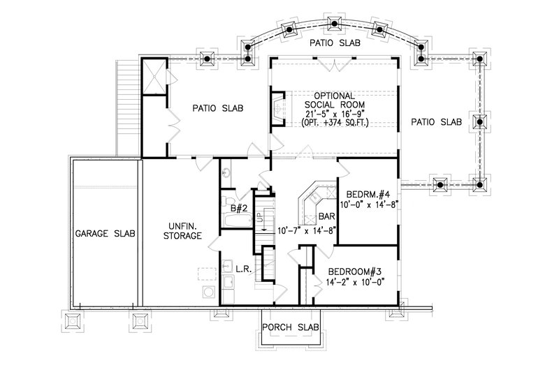 House Plan Design - Floor Plan - Lower Floor for Traditional House Plan #54-495 - 4 bed, 2.5 bath