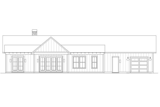 Exterior - Rear Elevation for Ranch House Plan #1105-22 - 3 bed, 2.5 bath