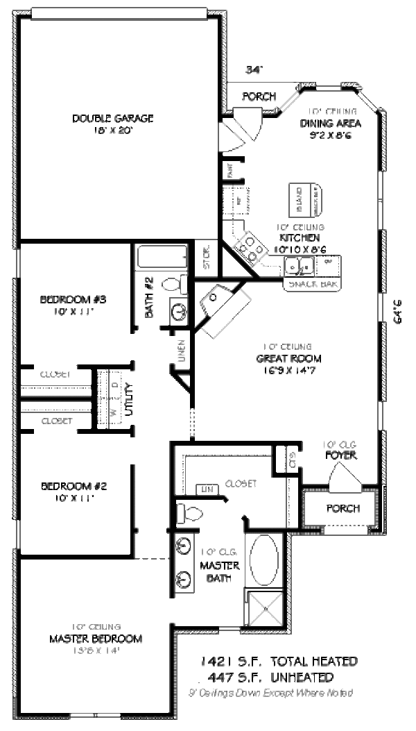 European Floor Plan - Main Floor Plan #424-56