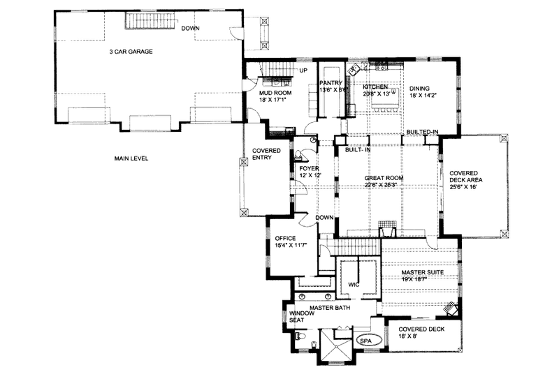 Architectural House Design - Floor Plan - Main Floor for Craftsman House Plan #117-618 - 3 bed, 3.5 bath