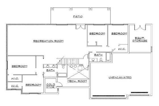 Floor Plan - Lower Floor for Traditional House Plan #5-268 - 6 bed, 4.5 bath