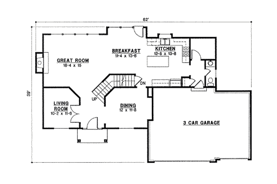 Floor Plan - Main Floor for Traditional House Plan #67-862 - 4 bed, 2 bath