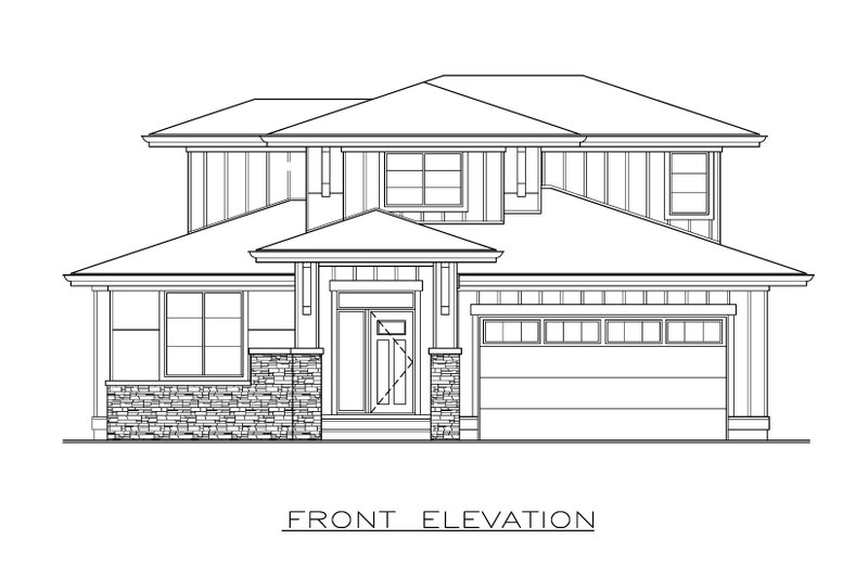 Dream House Plan - Exterior - Front Elevation 3 for Prairie House Plan #1100-8 - 4 bed, 2.5 bath
