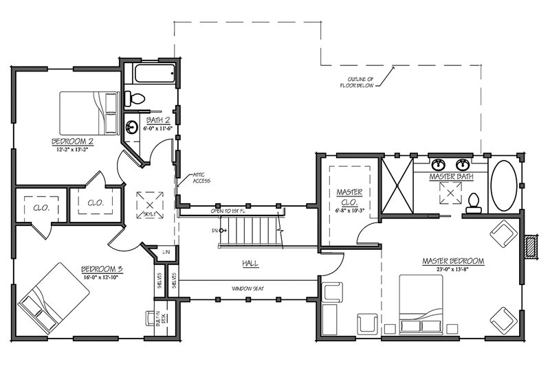 House Design - Floor Plan - Upper Floor for Farmhouse House Plan #485-4 - 4 bed, 3 bath