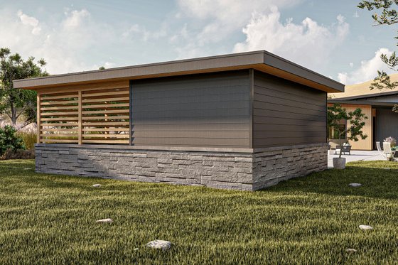 Exterior - Rear Elevation 1 for Modern House Plan #455-608, 0 bath