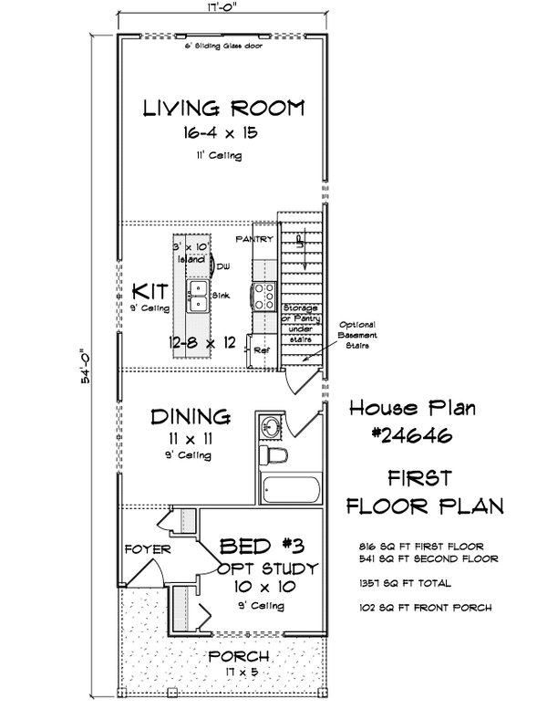House Blueprint - Floor Plan - Main Floor for Cottage House Plan #513-2439 - 3 bed, 3 bath