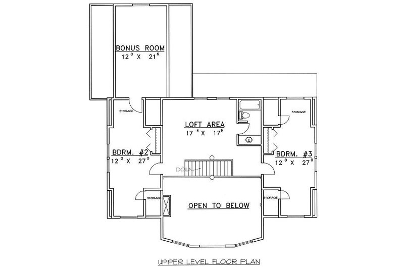 House Blueprint - Floor Plan - Upper Floor for Bungalow House Plan #117-546 - 3 bed, 2.5 bath