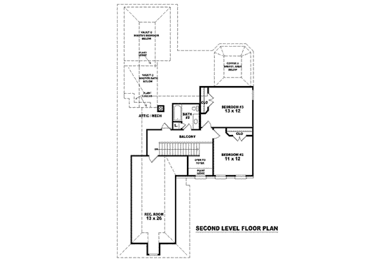 Floor Plan - Upper Floor for European House Plan #81-863 - 3 bed, 2.5 bath